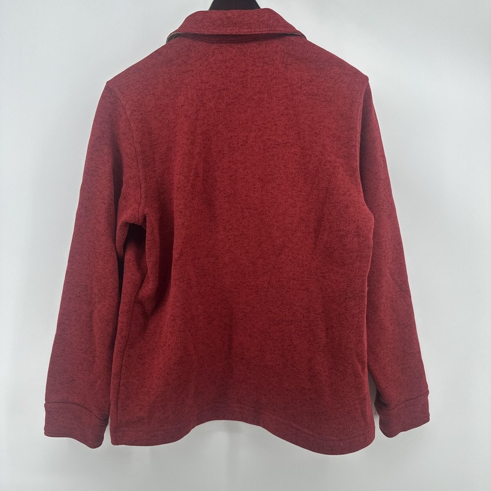 Lands' End Jacket Mens Medium Red Fleece 1/4 Zip Collar Pullover Casual - Picture 3 of 10